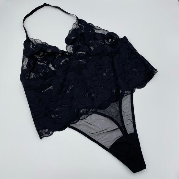 Adore Me Women's Black Lace Halter Esme Unlined Plus Bodysuit Size 1X NWT - Picture 1 of 3